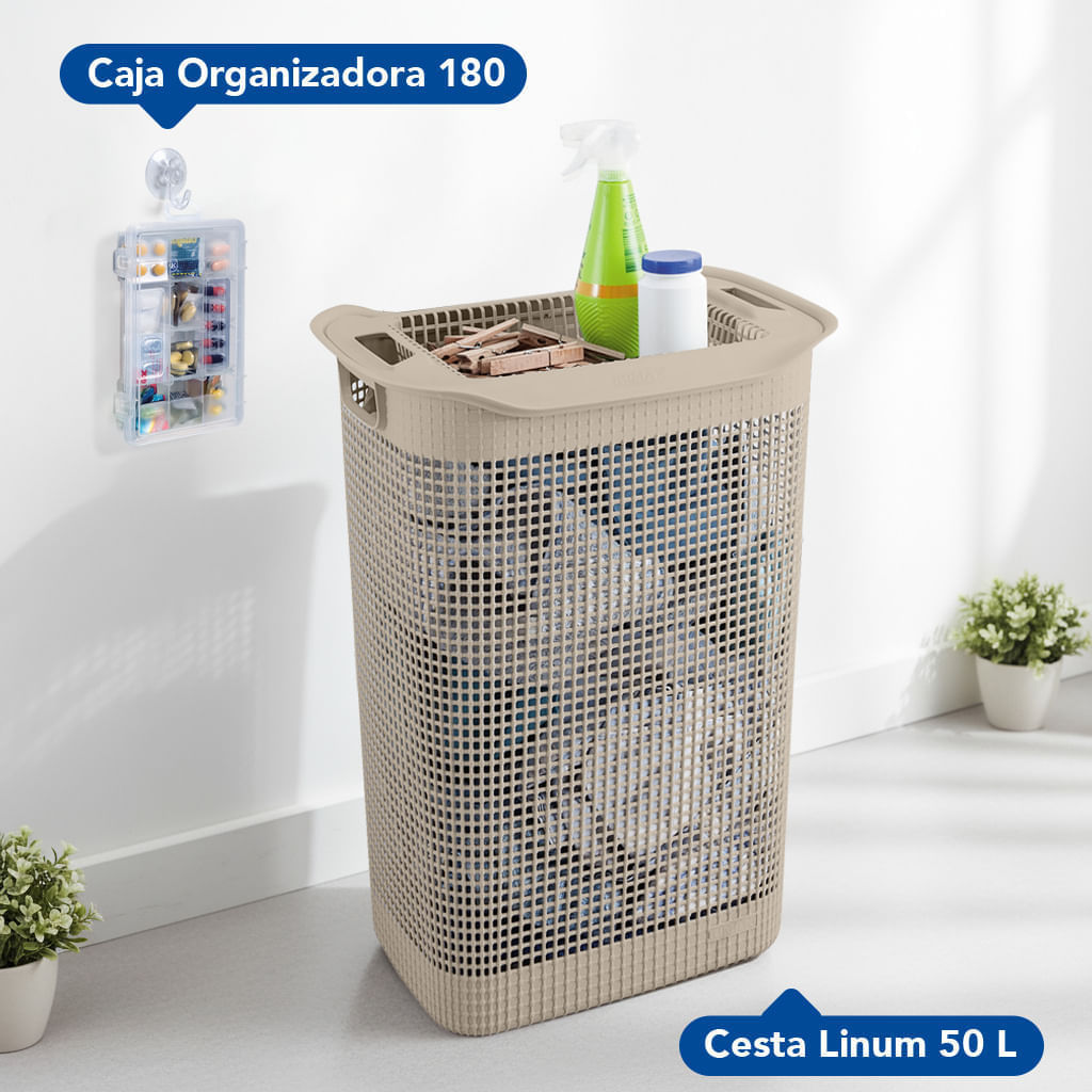 Combo Organizador Zona de Ropas, 1 Cesta Linum tejido premium, 1 Caja organizadora img #1