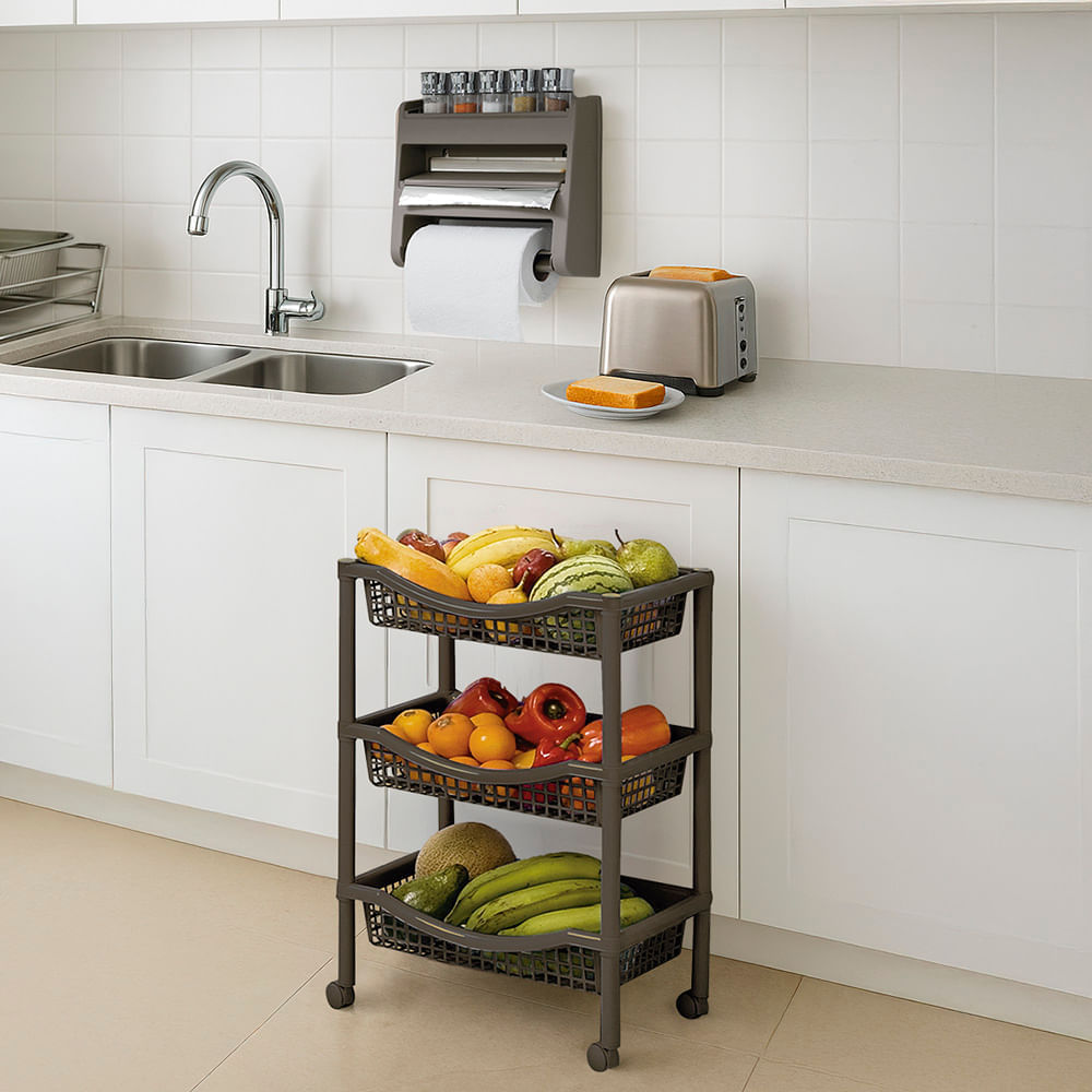 Combo cocina,1 Portarollo triple,1 Canasta móvil rectangular img #1