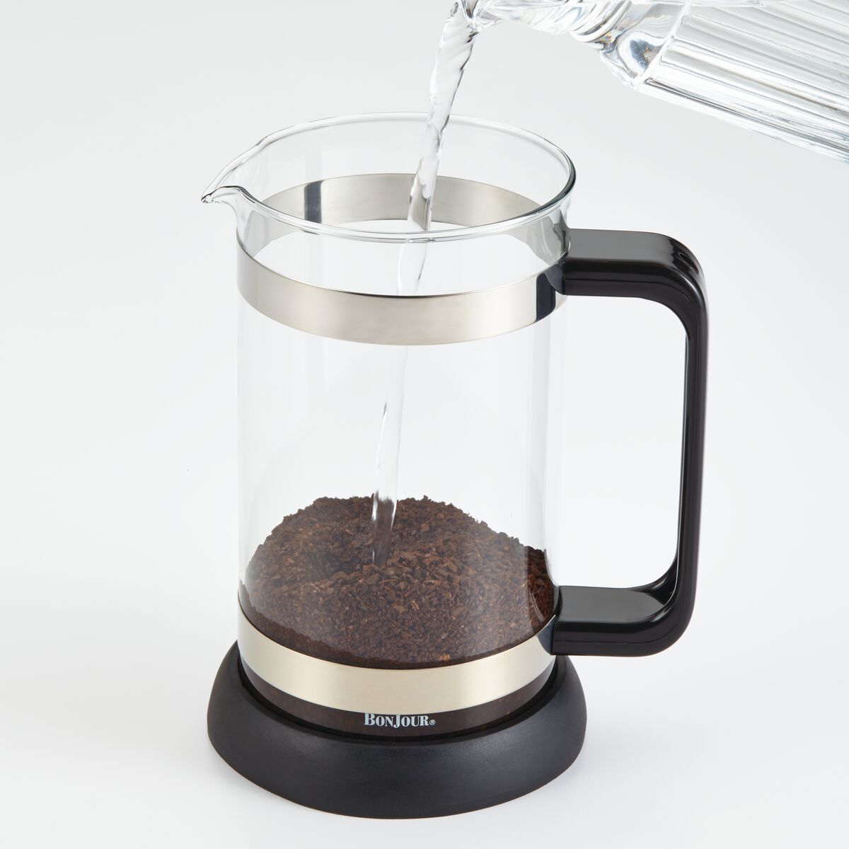 Juego de Prensa Francesa 33.8 onzas/ 8 tazas/ 1L, acero inoxidable con jarra de vidrio templado borosilicato con portavaso y cuchara. Monet, BonJour. img #2
