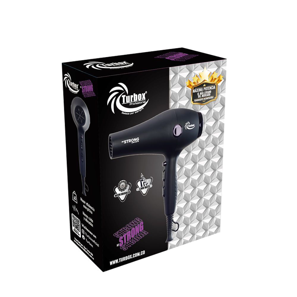 Secador Professional Turbox 3900W 3 Temperaturas 2 Velocidades NT-STRONG Negro img #5