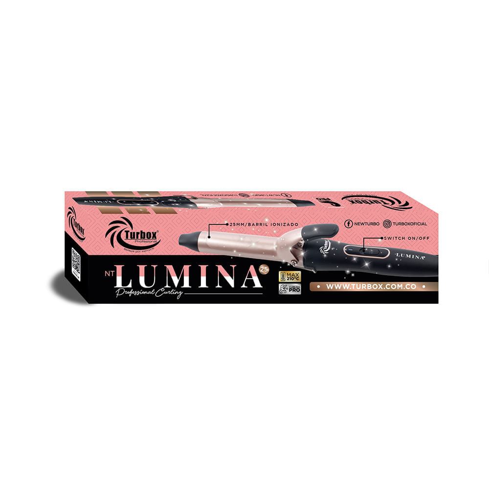 Pinza Rizadora Profesional Turbox Barril en Tumalina 210°C NT-LUMINA 25 Negra img #5