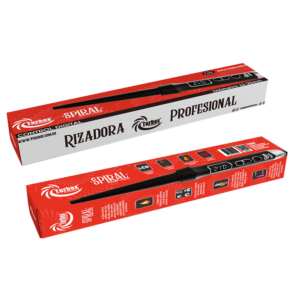 Pinza Rizadora Profesional Turbox PD Recubrimiento en Turmalina 210°C NT-SPIRAL Negra img #5