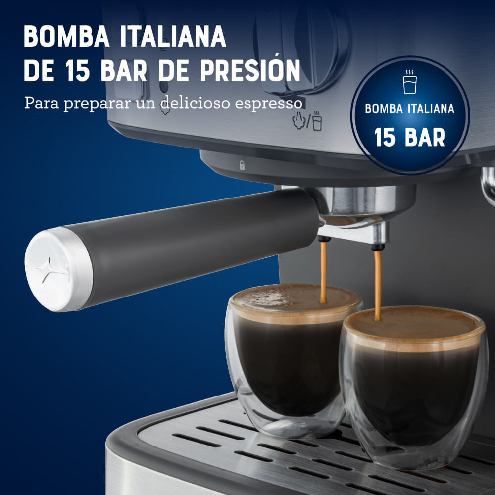 Cafetera Oster 2 Espressos Capuccinos y Lattes BVSTEM5502 Plata img #5