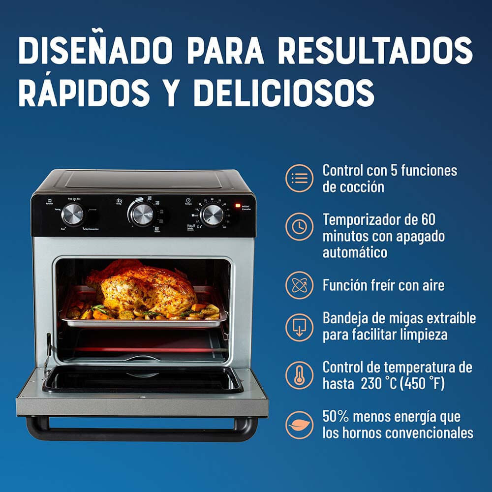 Horno con Freidora de Aire Oster 22 Litros Antiadherente TSSTTVMAF1NS Negro img #8