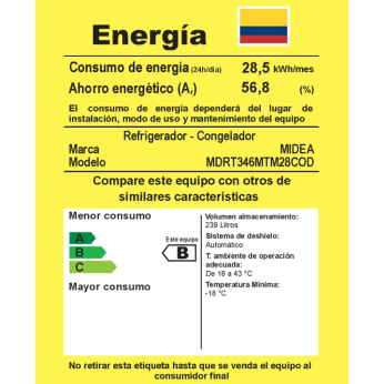 Nevera Midea Congelador Superior 230 Litros Smart Inverter MDRT346MTM28COD Gris img #9