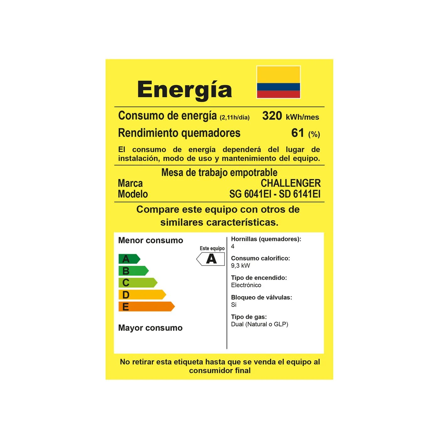 Estufa de Empotrar Challenger 58,5cms 4 Puestos Gas Natural SG6041 Plata img #5