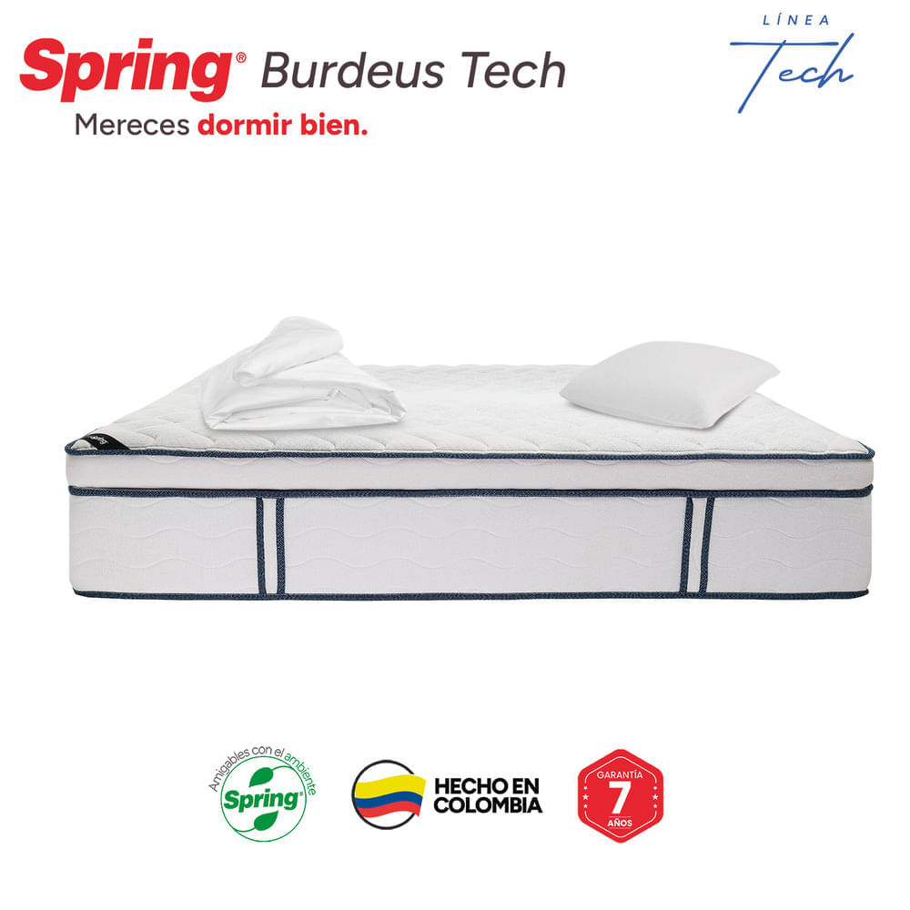 Colchón Spring Burdeos Tech 120 x 190 + Almohadas y Protector img #4