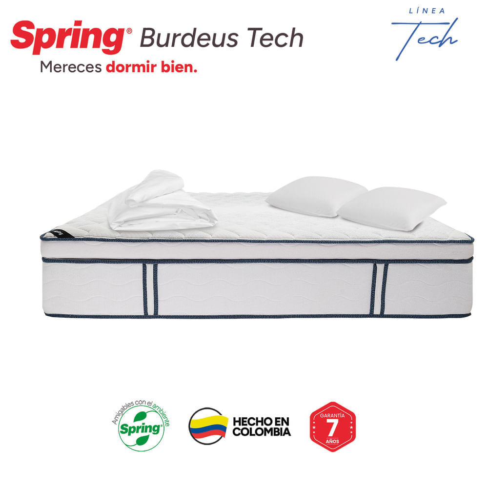 Colchón Spring Burdeos Tech 140 x 190 + Almohadas y Protector img #4