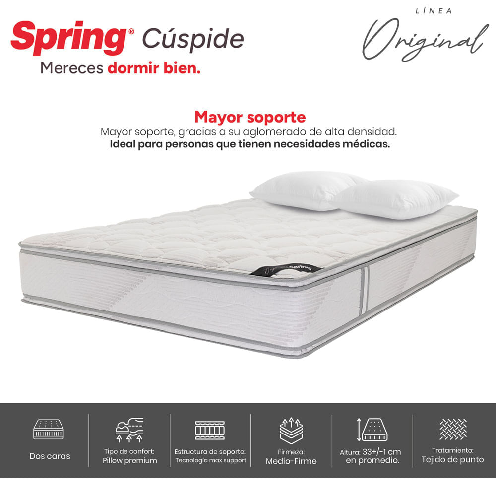 Colchón Spring Cúspide Set 200 x 200 + Almohadas img #3