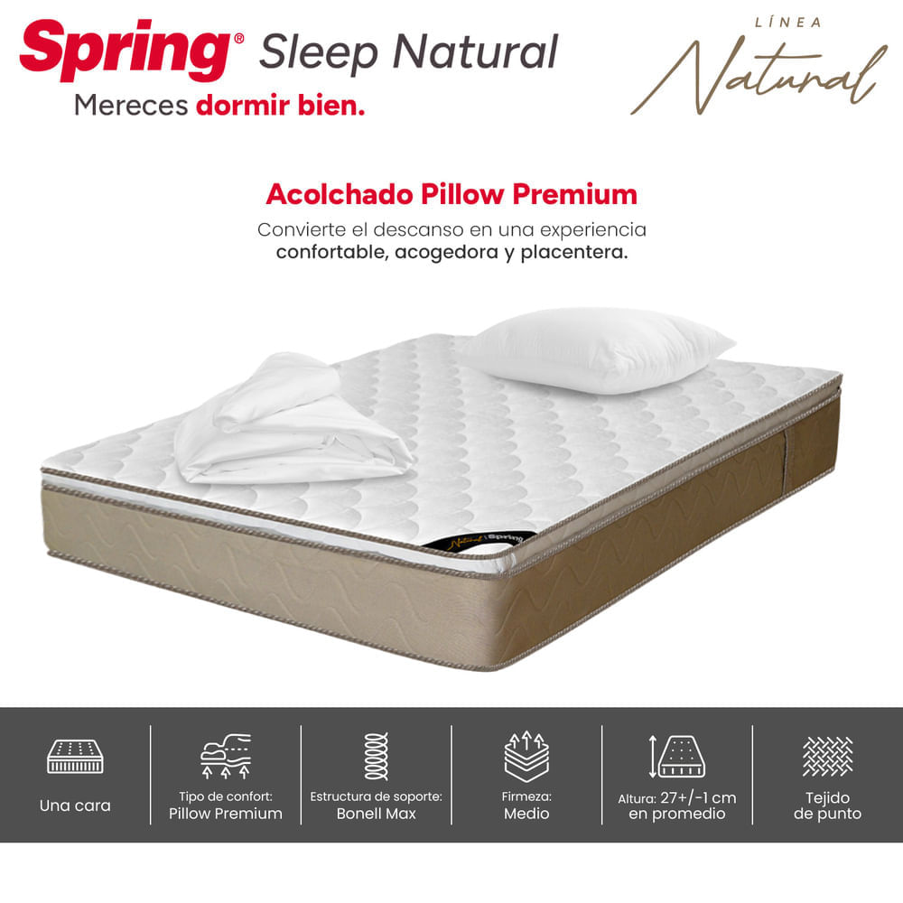 Colchón Spring Sleep Natural 120 x 190 + Almohadas y Protector img #3