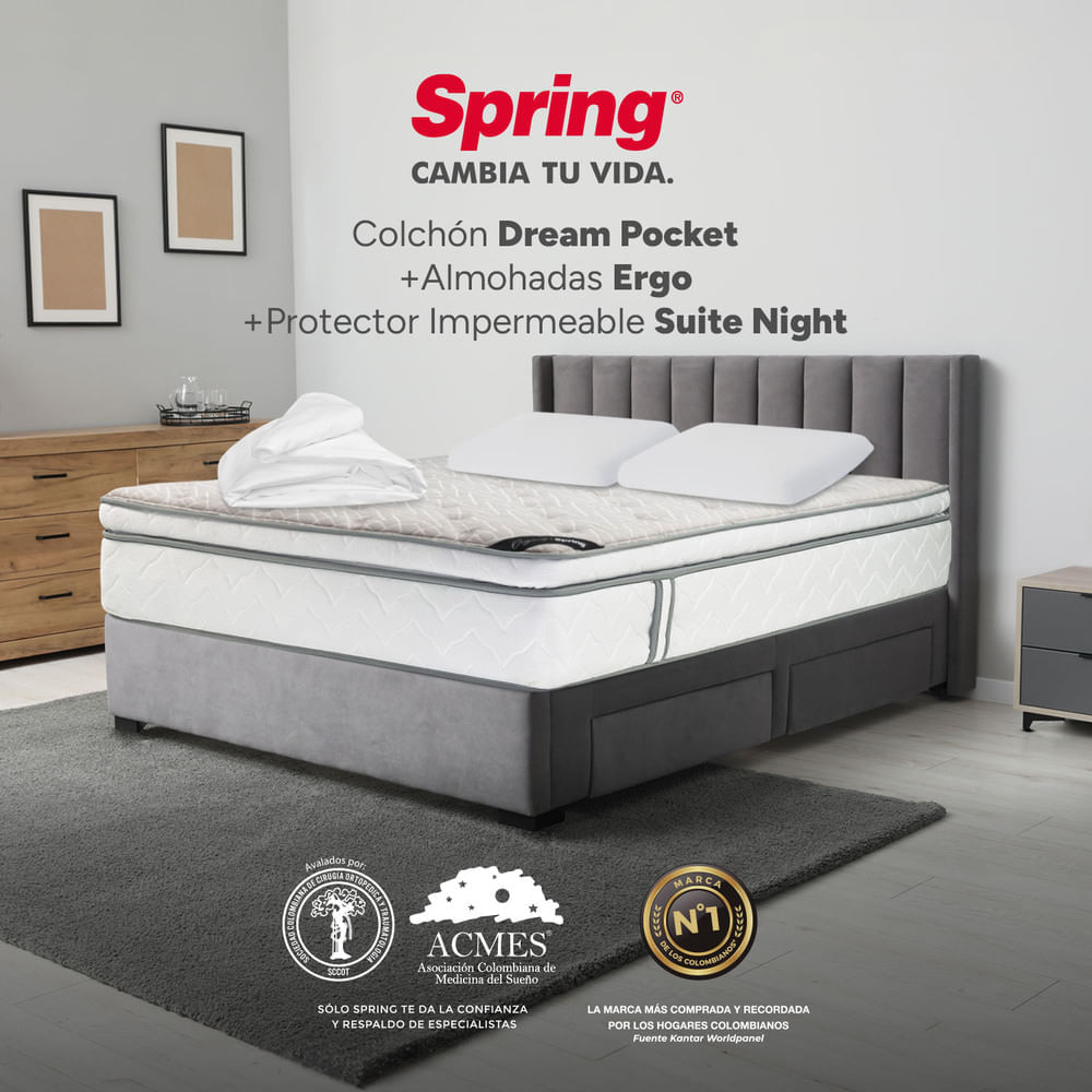 Colchón Spring Dream Poket 160 x 190 + Almohadas y Protector img #2
