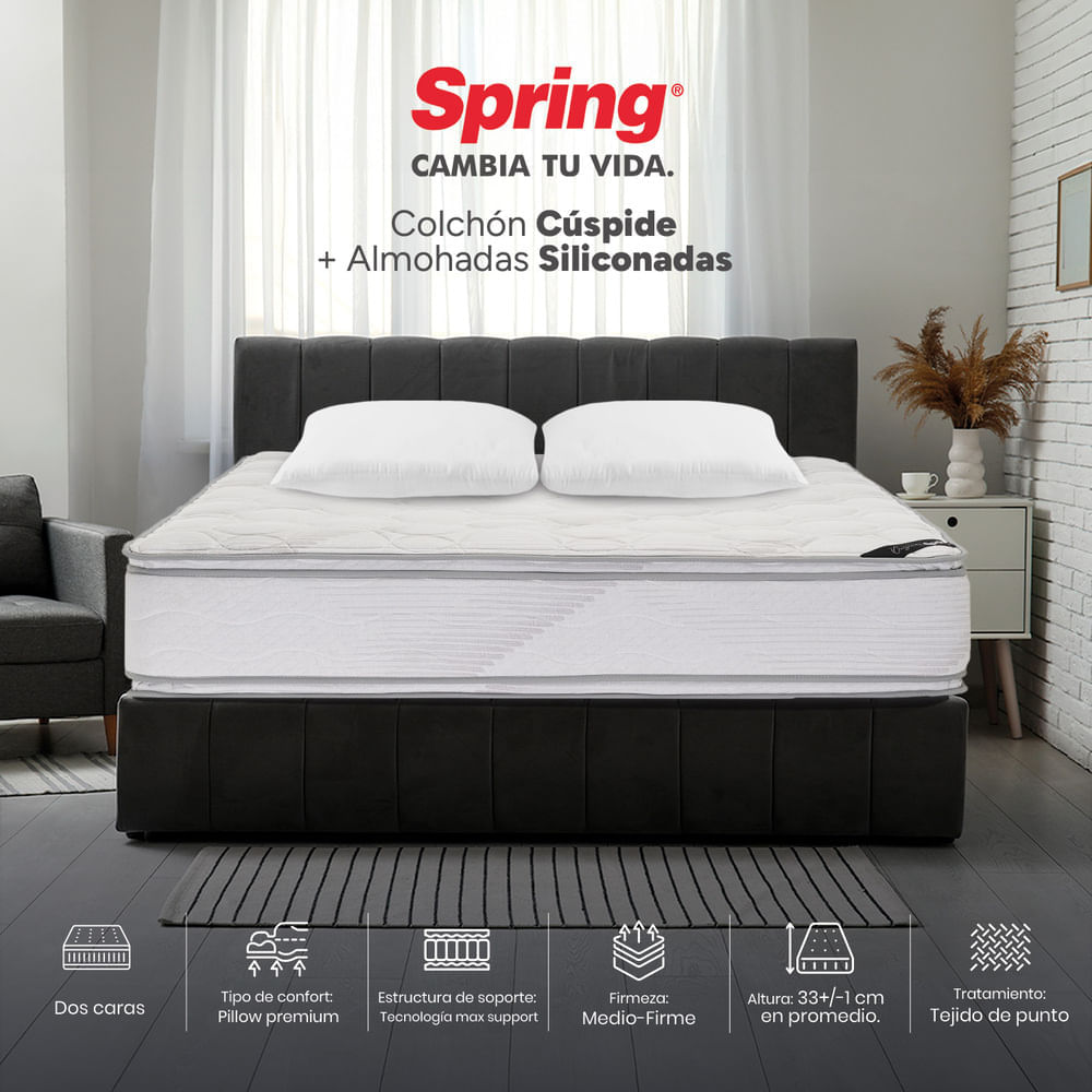 Colchón Spring Cúspide Set 160 x 190 + Almohadas img #1