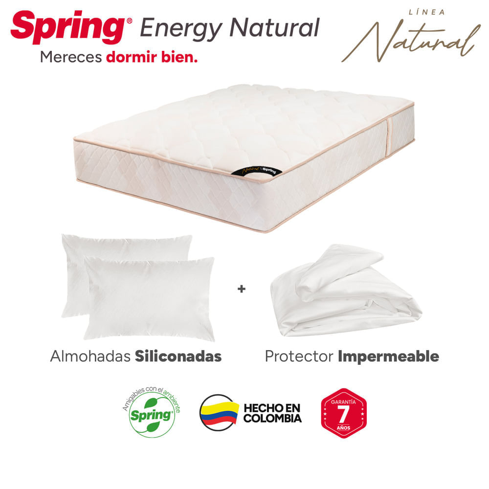 Colchón Spring Energy Natural 200 x 200 + Almohadas y Protector img #6