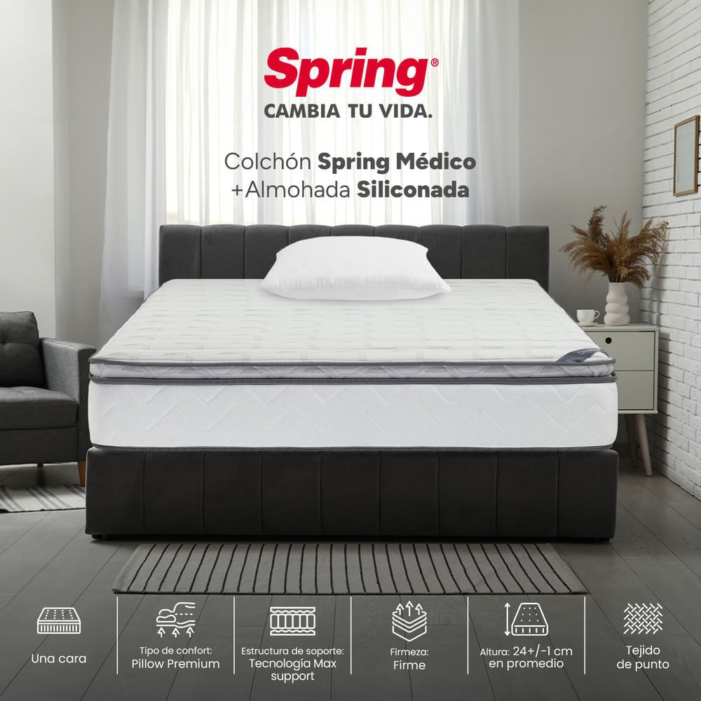 Colchón Spring Médico Set 120 x 190 + Almohadas img #6