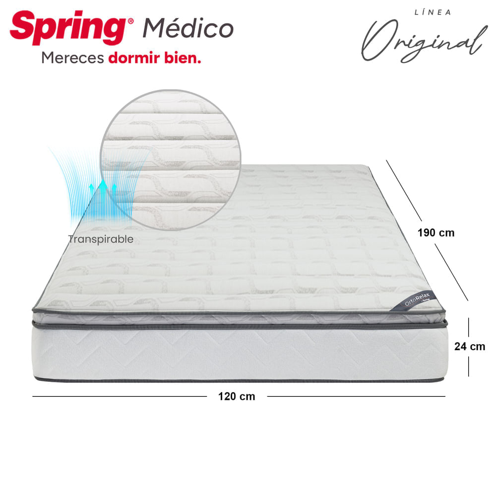 Colchón Spring Médico Set 120 x 190 + Almohadas img #4