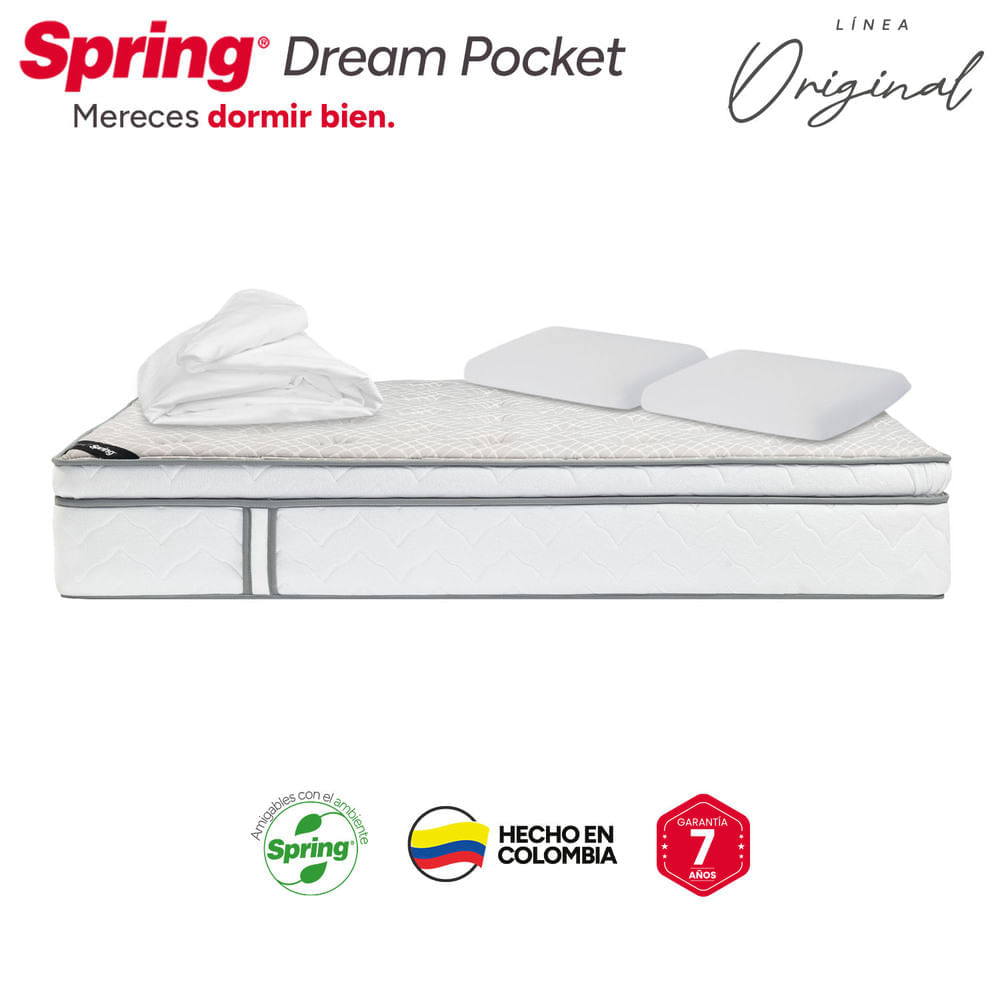 Colchón Spring Dream Poket 140 x 190 + Almohadas y Protector img #4