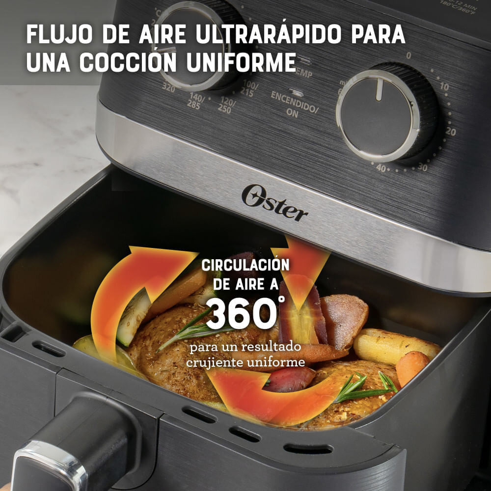 Freidora de aire Oster 4 Litros Manual DiamondForce CKSTAF401MDF Negra img #8