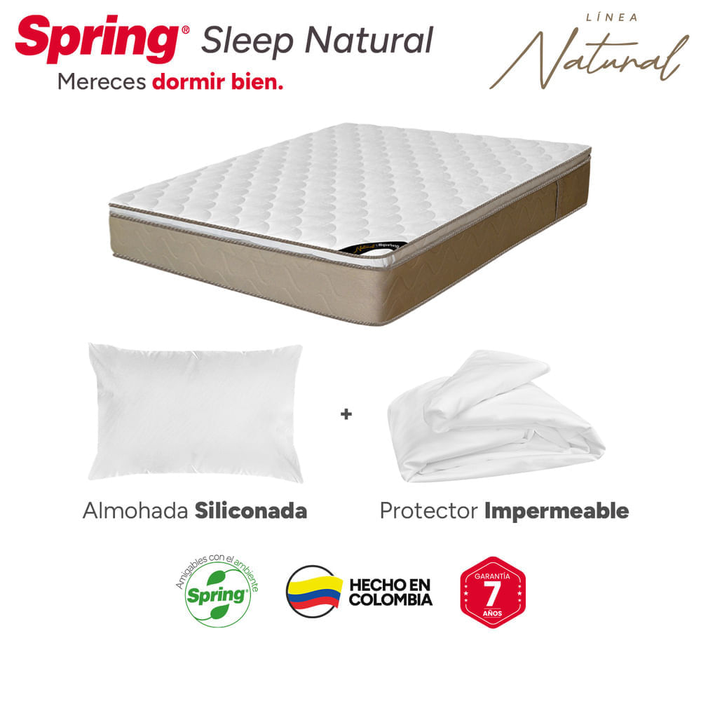Colchón Spring Sleep Natural 140 x 190 + Almohadas y Protector img #5