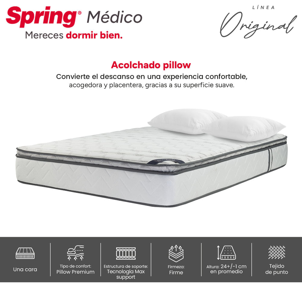 Colchón Spring Médico Set 140 x 190 + Almohadas img #3