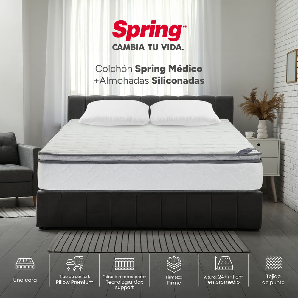 Colchón Spring Médico Set 140 x 190 + Almohadas img #1
