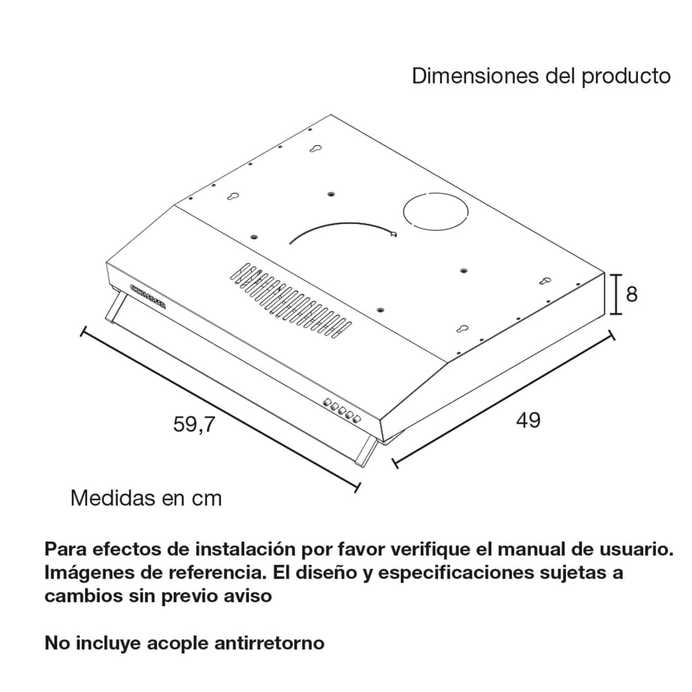 Campana Extractora Challenger 63 cm 3 Velocidades CX4562 Plateado img #2