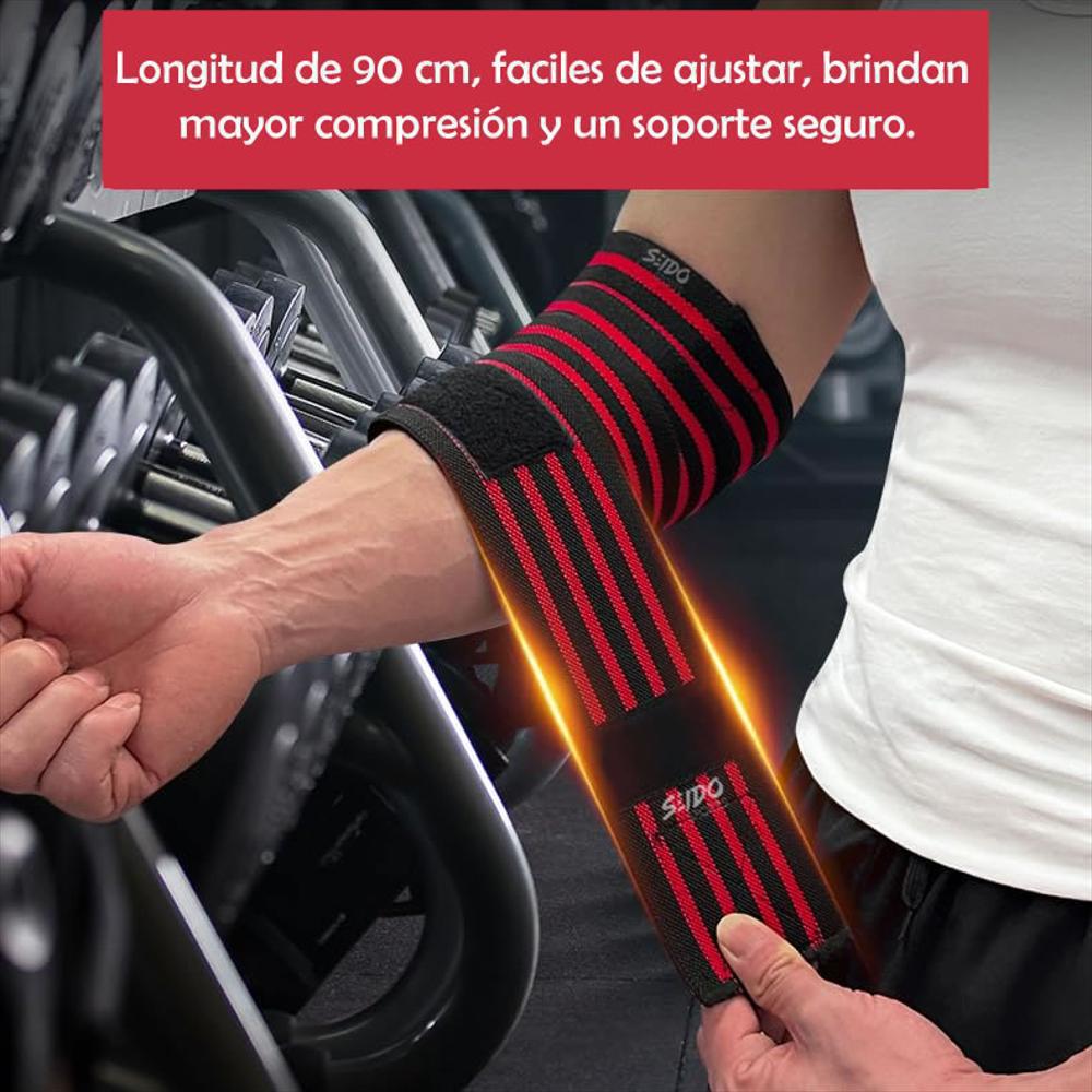 Vendas Coderas X2 Wraps Levantamiento Pesas Codos Gimnasio img #4