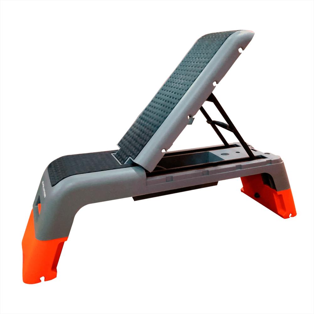 Aerobic Step Deck Banco Ajustable Gris Con Naranja Evolution img #1