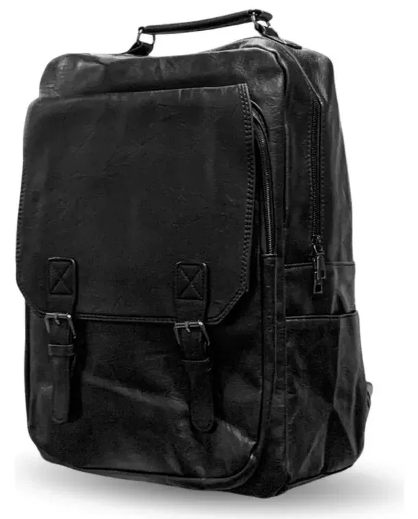 Morral Cuero Hombre Impermeable Ejecutivo Laptop Universitario Negro Negro img #1