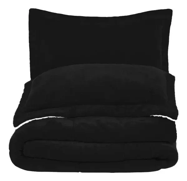 Combo Cubrelecho Térmico Ovejero Doble Funda Negro + 2 Almohadas Confort Siliconada img #4
