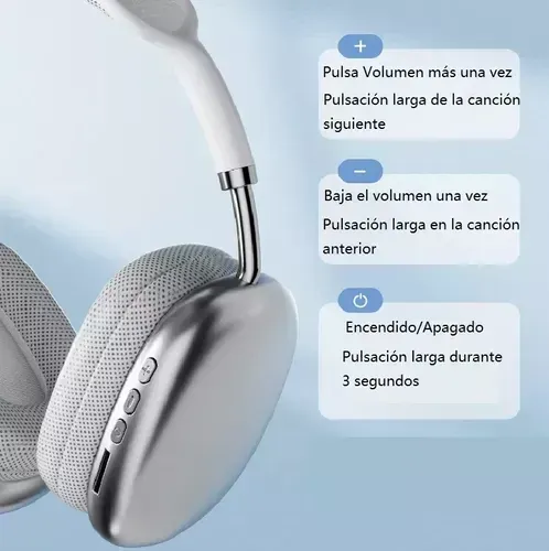 Diadema Audifonos Bluetooth P9 Pro Max Air Sound Mega Bass Innovo Blanco img #4
