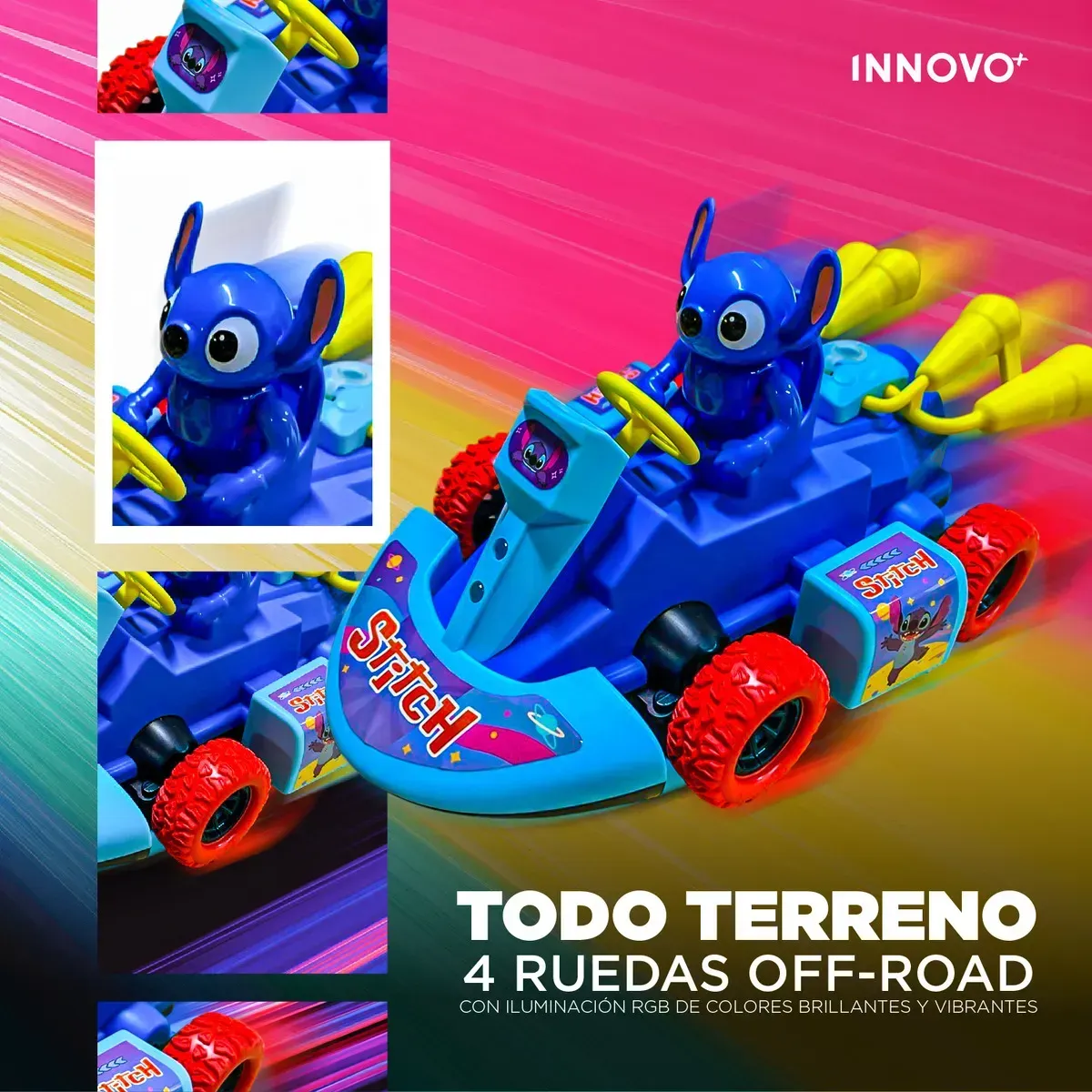 Carro A Control Remoto Stitch 4x4 Con Luces Rgb, Música img #5