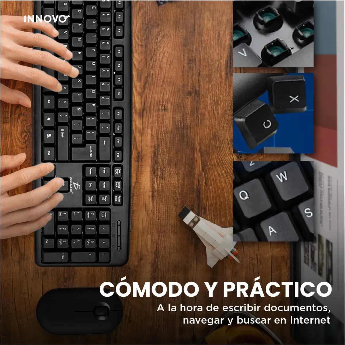 Teclado Usb Tc-01 Ergonómico Silencioso Compatible Pc Laptop Smart Tv Plug &amp; Play img #2
