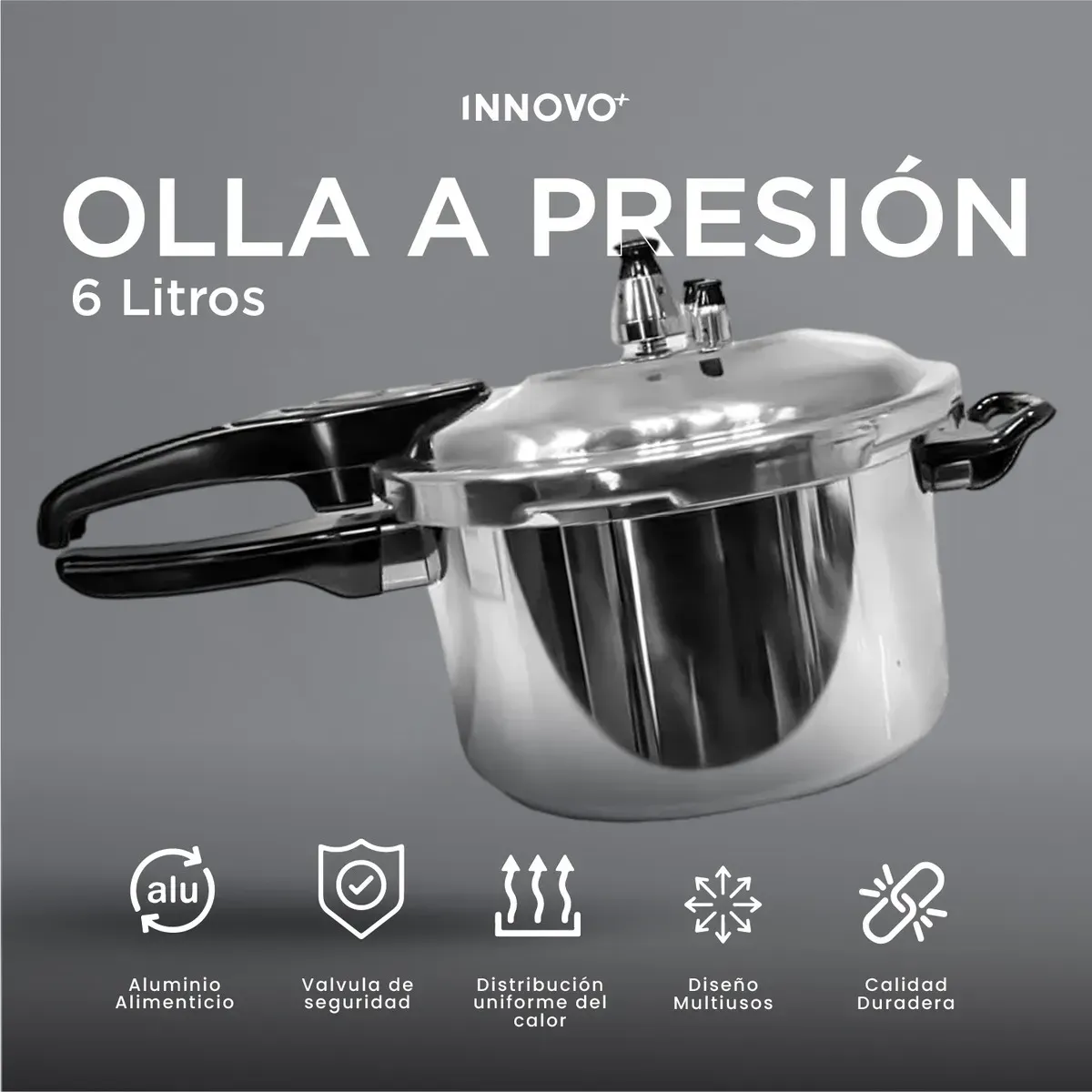 Olla A Presión 6 Litros Aluminio Reforzado 3 Válvulas img #4