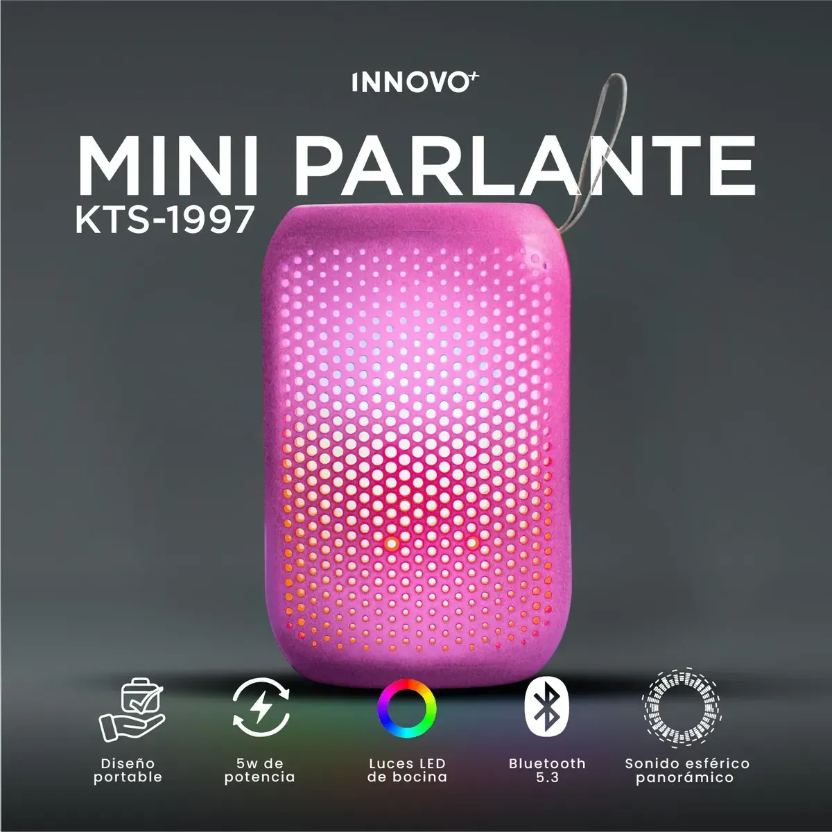 Mini Parlante Bluetooth Kts-1997 Luces Led Potente Portátil img #1