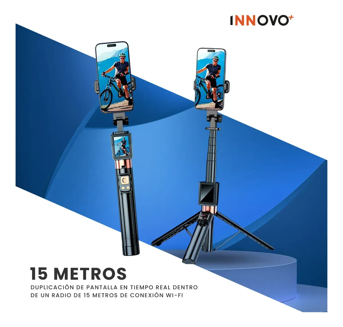 Selfie Stick Trípode Extensible Con Pantalla Espejo Wifi Control Remoto 1.7m img #5