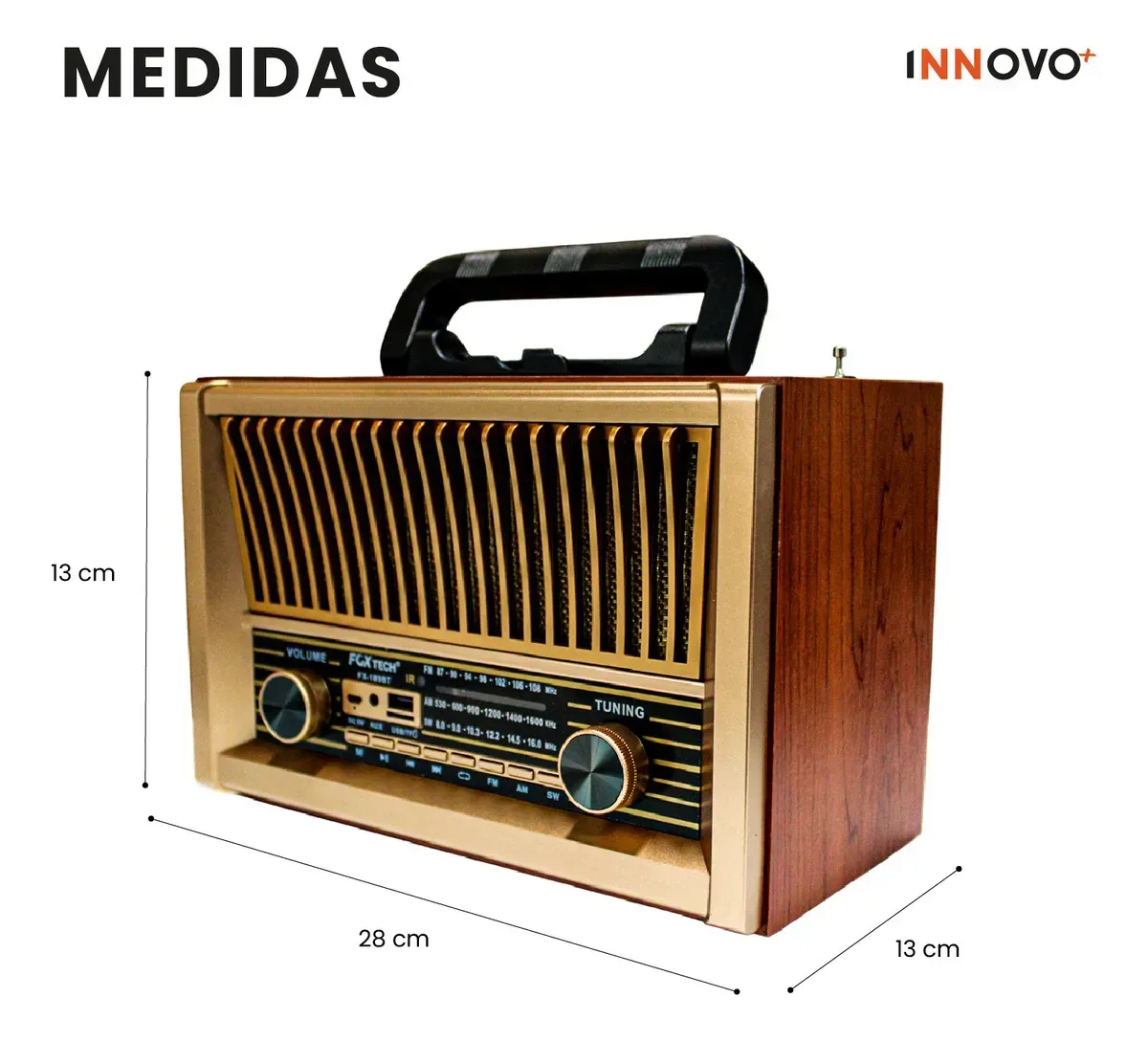 Radio Vintage Bluetooth Recargable Fx Parlante Retro Con Control Usb Sd Fm Am img #6