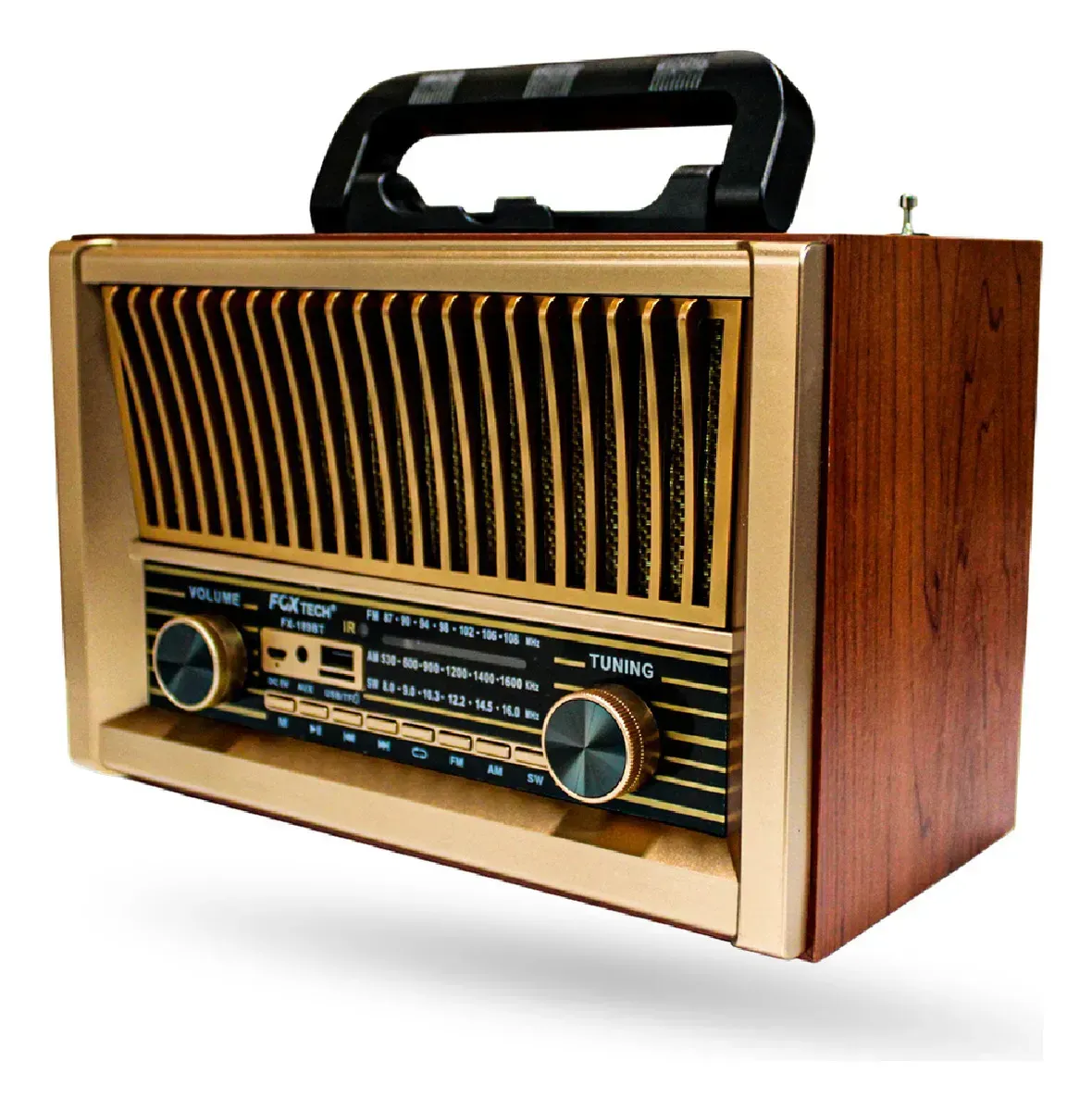 Radio Vintage Bluetooth Recargable Fx Parlante Retro Con Control Usb Sd Fm Am img #1
