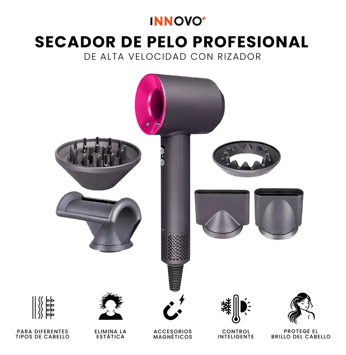 Secador Dys Pro Para Cabello Con Accesorios Boquillas img #3