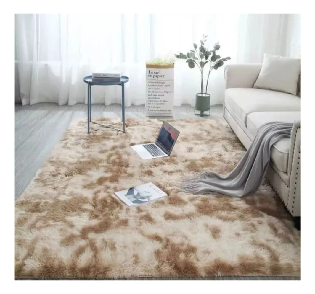 Tapete Alfombra Antideslizante Peluda 1.5 X 2 Metros Decorativo Cafe Claro Colors Innovo img #1