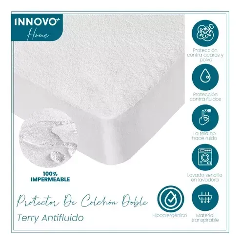 Combo Cubrelecho Térmico Doble Funda Ovejero Blanco + Protector De Colchón Antifluido img #4