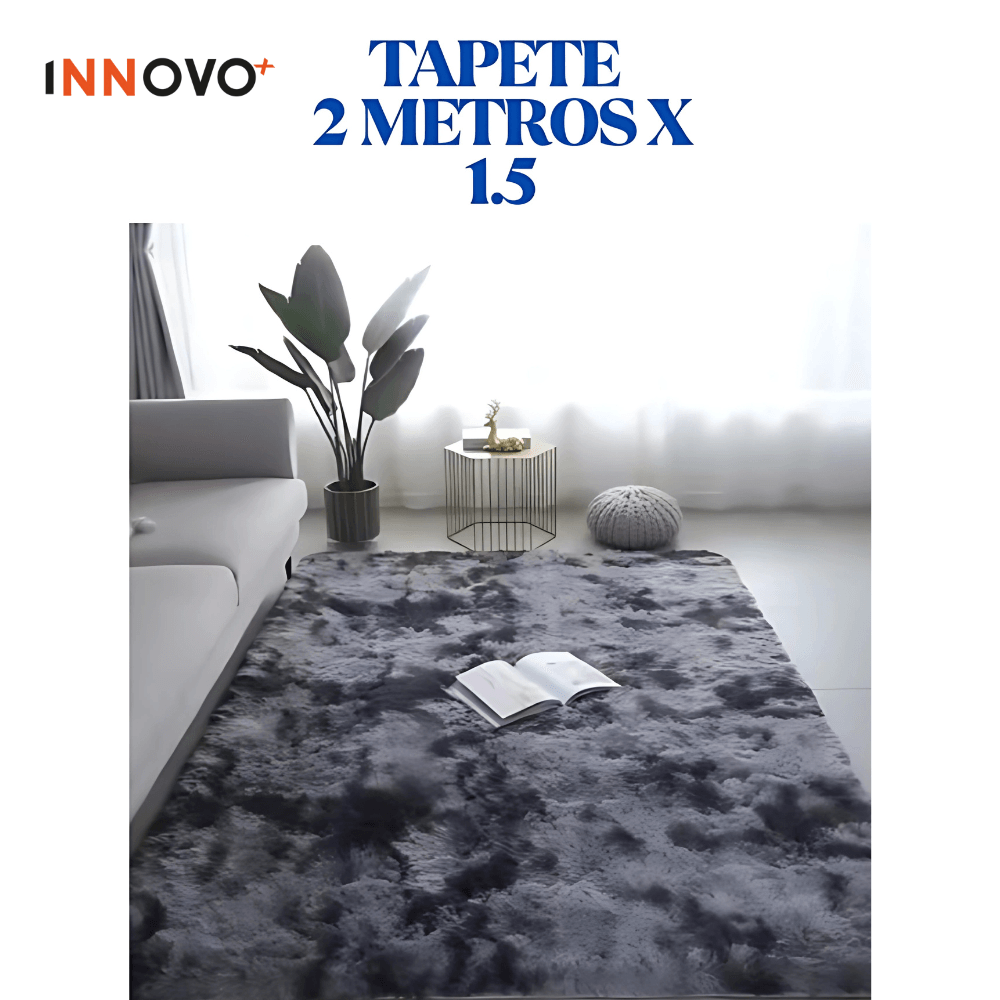 Tapete Antideslizante Peluda 1.5 X 2 Metros Decorativo Negro Mix Bicolor img #1