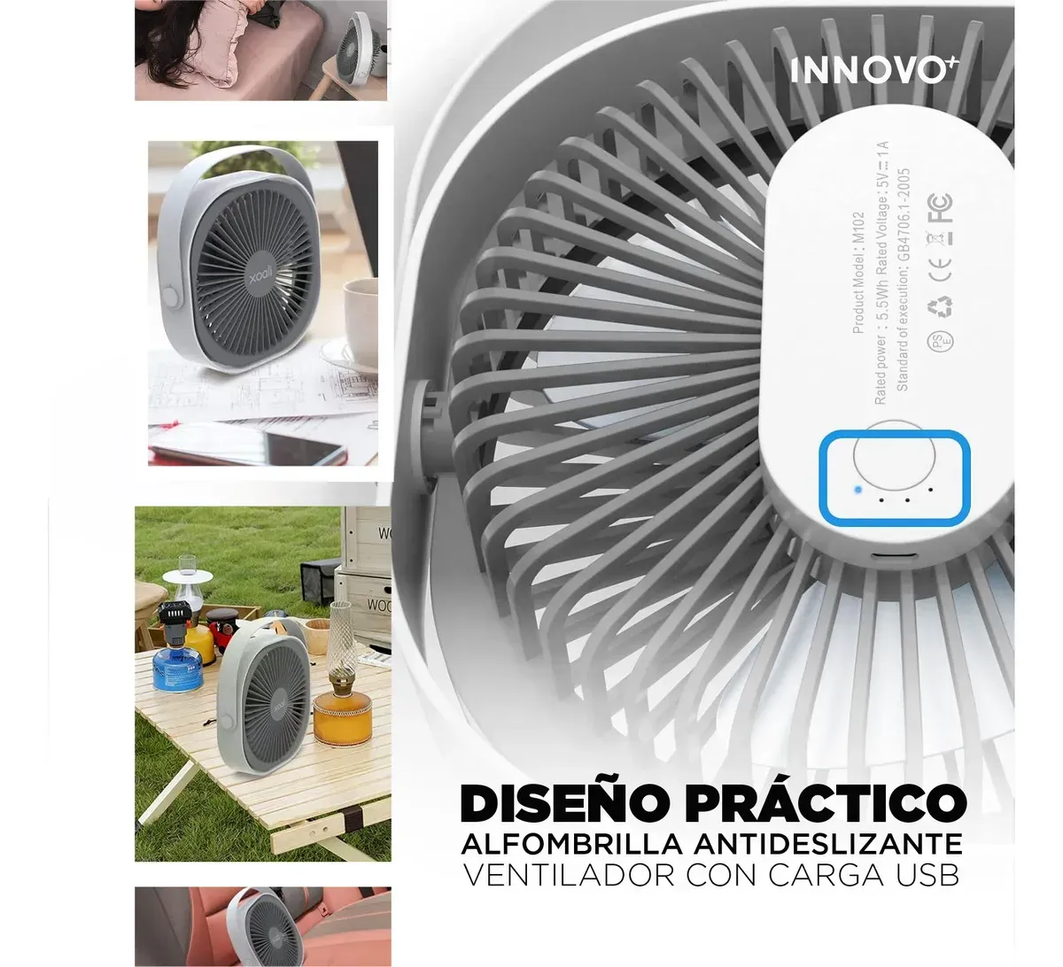 Ventilador De Mesa Portátil Recargable Usb 4000mah G-tide Blanco Blanco img #7