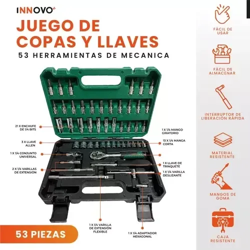 Juego De Rachet 53 Piezas Chrome Vanadium Con Estuche Innovo img #2