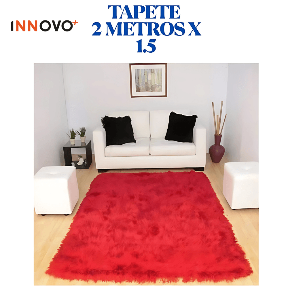 Tapete Antideslizante Peluda 1.5 X 2 Metros Decorativo Rojo img #1