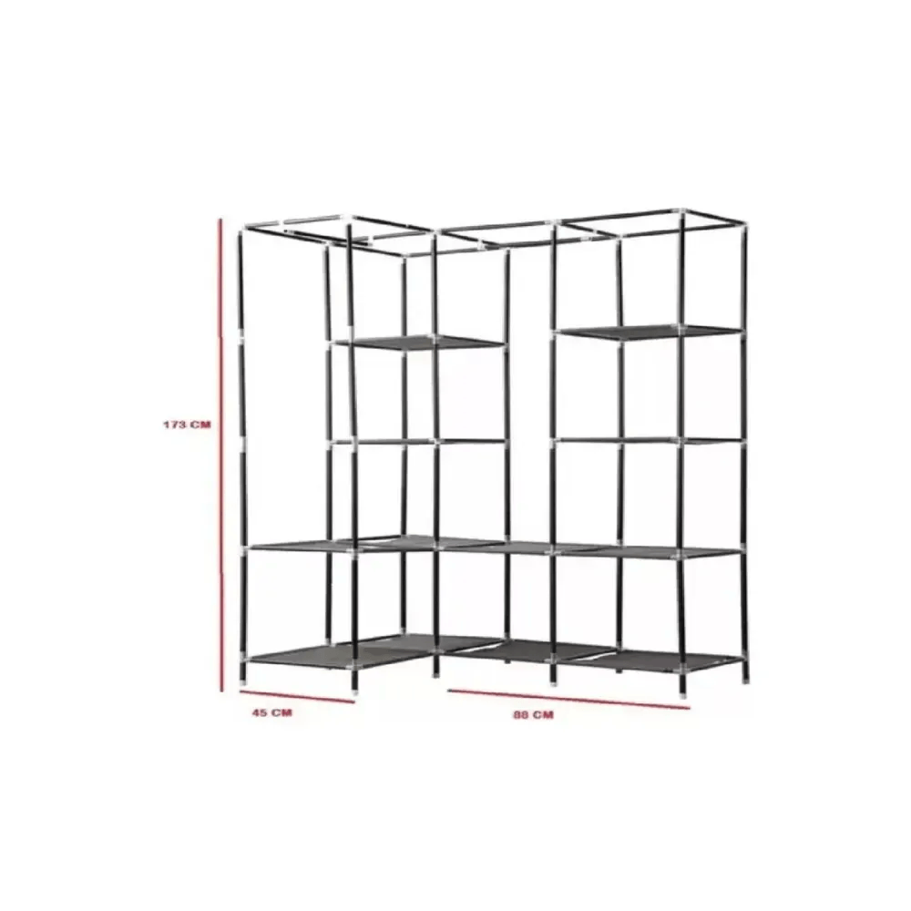 Closet Esquinero Organizador De Ropa 8 Estantes Armado Facil Color Gris img #2