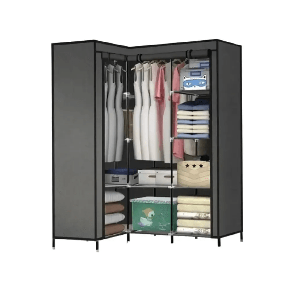 Closet Esquinero Organizador De Ropa 8 Estantes Armado Facil Color Gris img #4