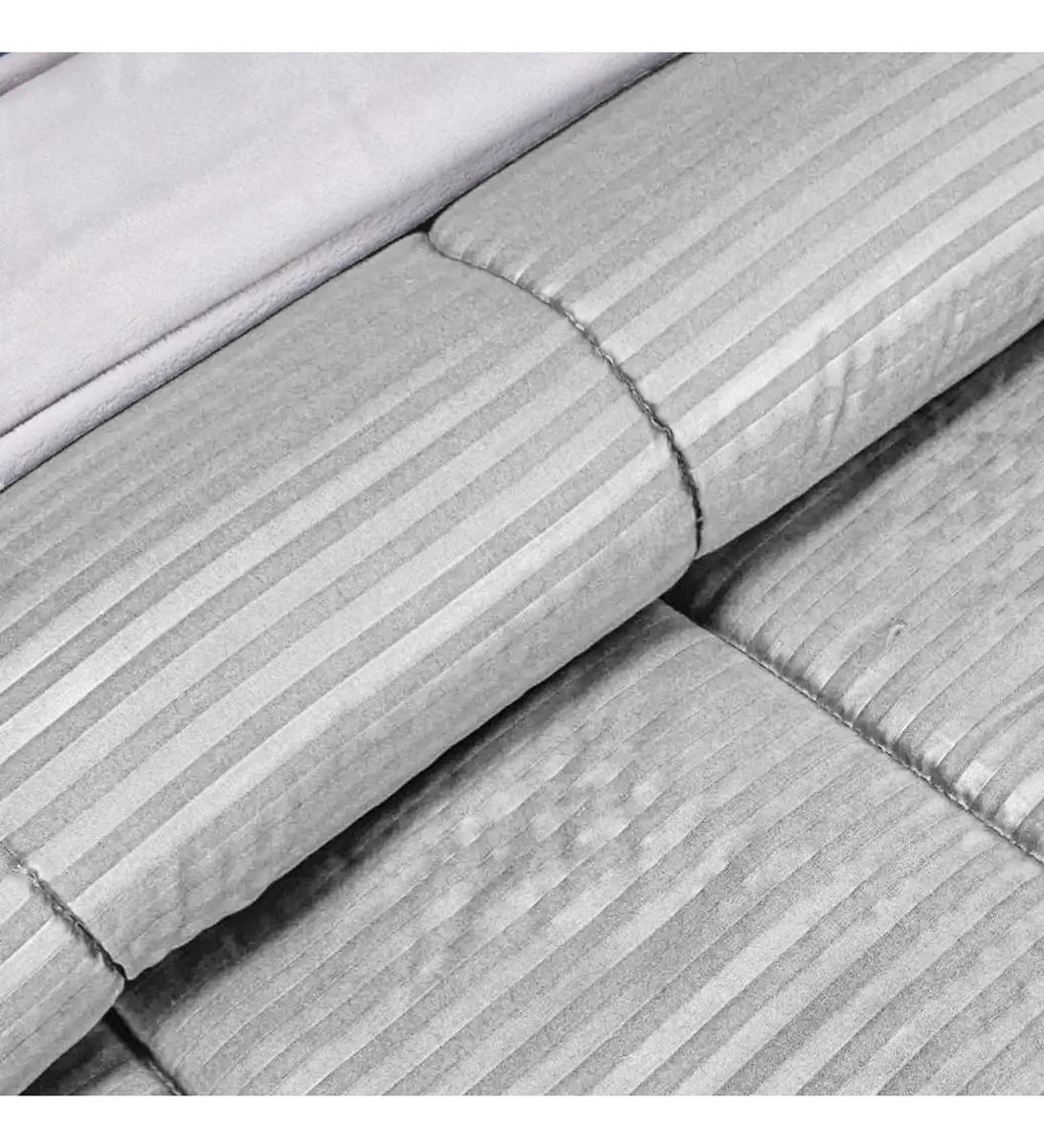 Edredon Cubrelecho Premium Cama Doble Fundas Almohadas Innovo Gris Claro img #3