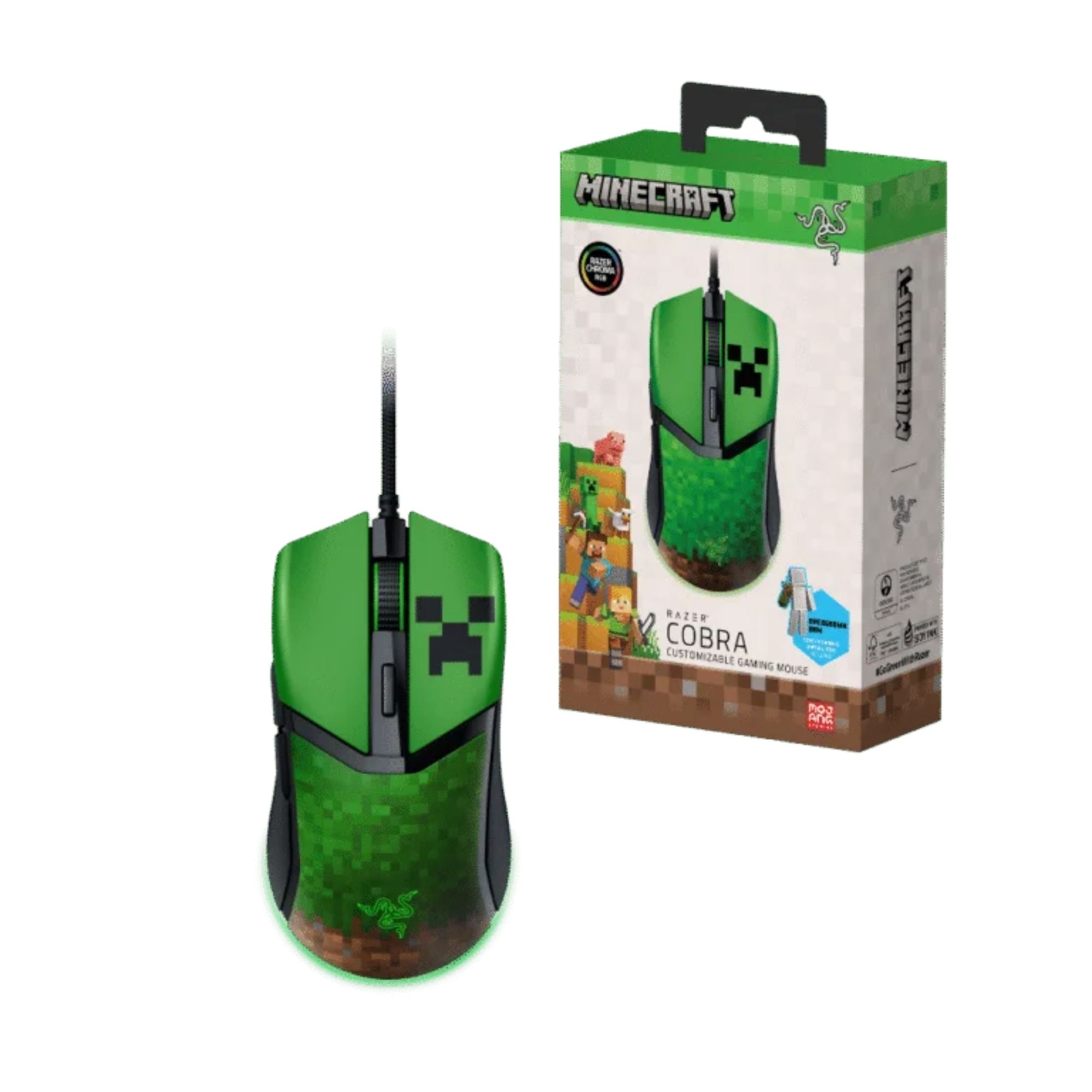 Mouse Gamer Razer Cobra Lightweight Wired Minecraft Edition img #1