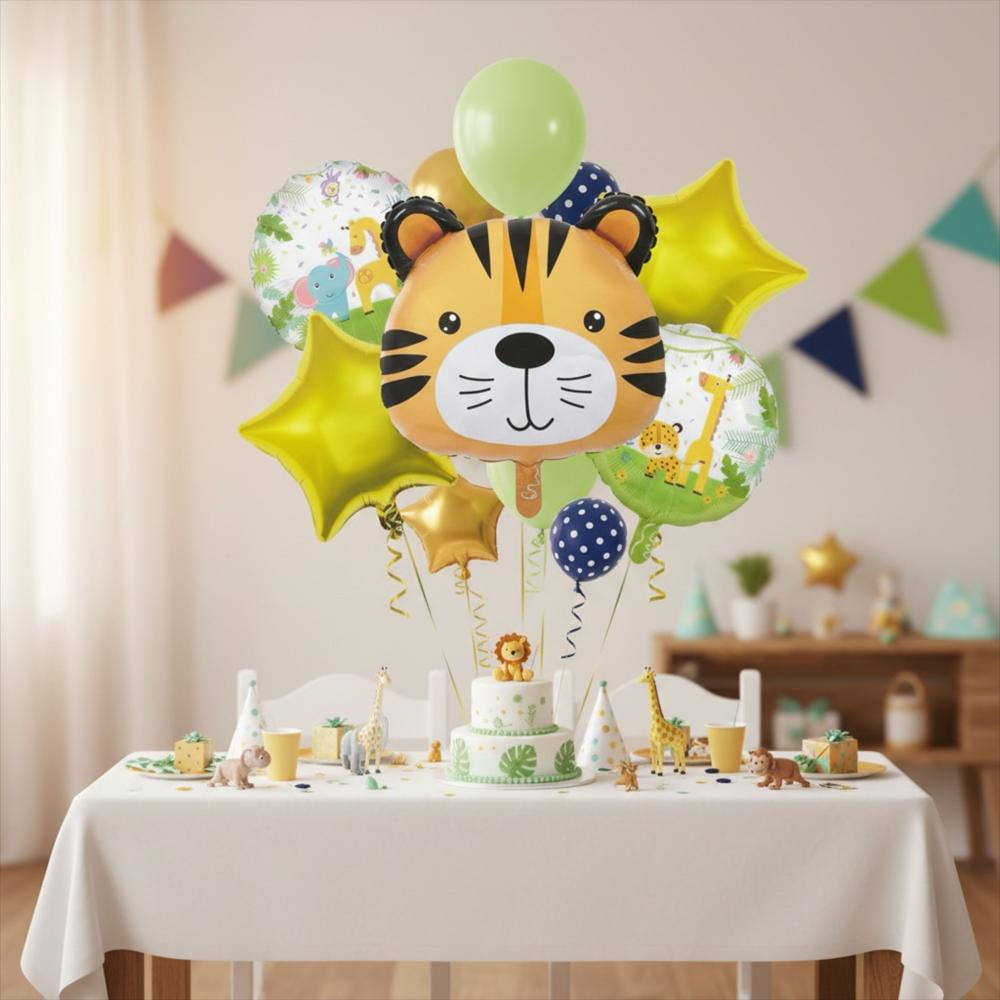 Set De Globos Temática Tigre Por 5 Pcs img #3