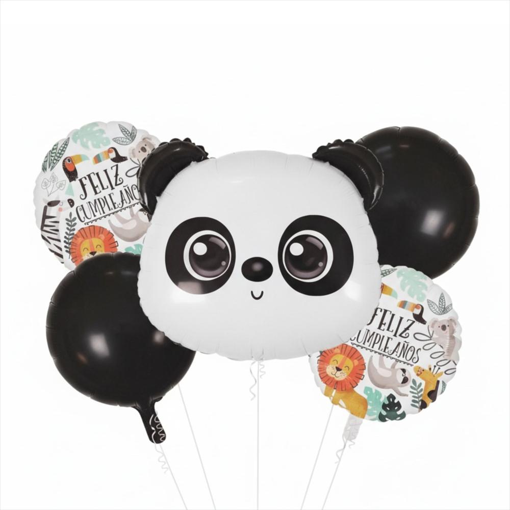 Set De 5 Globos Temática Panda Feliz Cumpleaños img #1